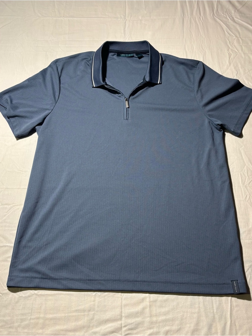 Perry Ellis Slate Blue Zip-Front Polo